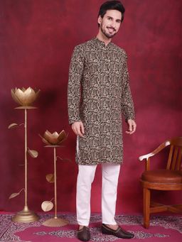 Jompers - Men Multi-Color Digital Printed Kurta with Pyjama