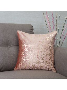 HomeTown - Silk route Foil Printed Cushion Cover 40 x 40 Cm in Blush Colour