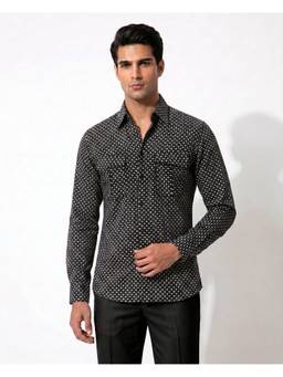 PRATEEK MUNJAL - Black Cotton Printed Shacket