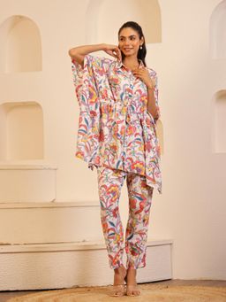 SAY - Off White Color Floral Printed Pure Cotton Night Suit (Set of 2)