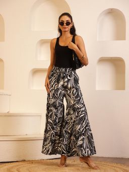 SAY - Black Color Viscose Rayon Printed Pant for Women