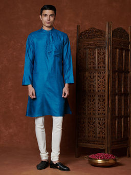 Fabindia - Silk Tussar Placket Detail Long Kurta