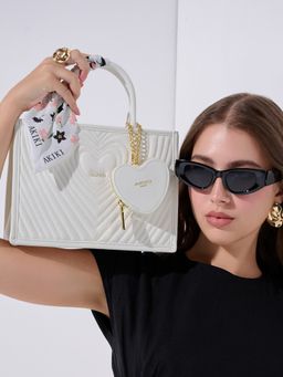 Akiki London - White Vegan Leather Women Satchel Bag