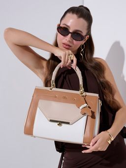 Akiki London - Beige Vegan Leather Women Satchel Bag