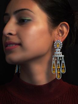 Niscka - Tear-Drop American Diamond Dangling Earrings