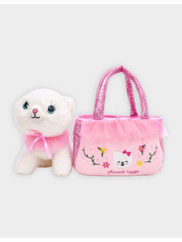 Mi Arcus - Pink Cute Plush Kitten Soft Toy With Carry Bag Set (2 Years)