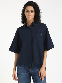 Tommy Hilfiger - Womens Casual Shirt Navy Blue