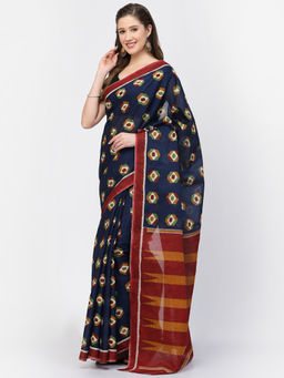 KISHORI - Women's Cotton Screen Printed Saree with Unstitched Blouse
