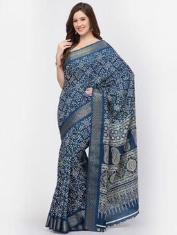 KISHORI - Women's Modal Cotton Abstract Printed Saree with Unstitched Blouse