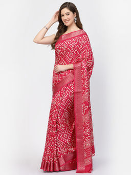 KISHORI - Women's Modal Cotton Abstract Printed Saree with Unstitched Blouse