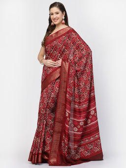 KISHORI - Women's Modal Cotton Abstract Printed Saree with Unstitched Blouse