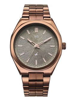 Fastrack - Men Vyb Quartz Analog Olive Dial Stainless Steel Strap Watch FV30061QM01W (M)