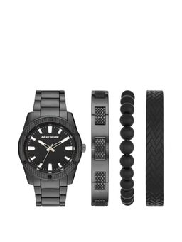 SKECHERS - Men Knurling Black Gunmetal Toned Quartz Watch with Bracelets SR9078 (L)