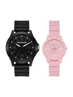 SKECHERS - Unisex Pink and Black Quartz Watches (Pack of 2) SR9141 (M)