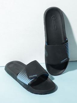 Chupps - Men Offset Casual Black & Blue Sliders