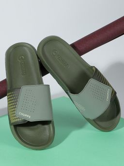 Chupps - Men Offset Casual Olive Sliders