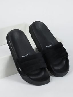 Chupps - Clod Cozy Black Women Casual Sliders