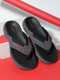 Chupps - Men Raptor Grey & Red Casual Flipflops