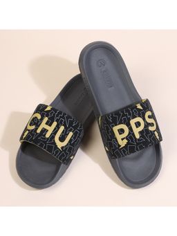 Chupps - Men Bolt Black Grey Sliders