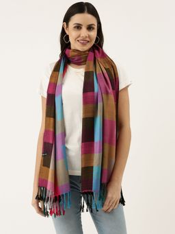 Pashmoda - Women Pink Checkered Stole