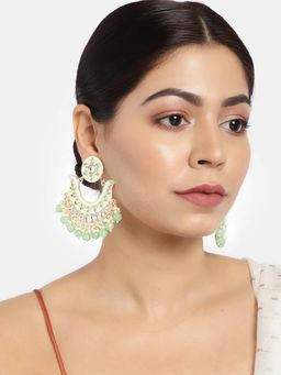 Laida - Green & Gold-Plated Handcrafted Enamelled Chandbalis