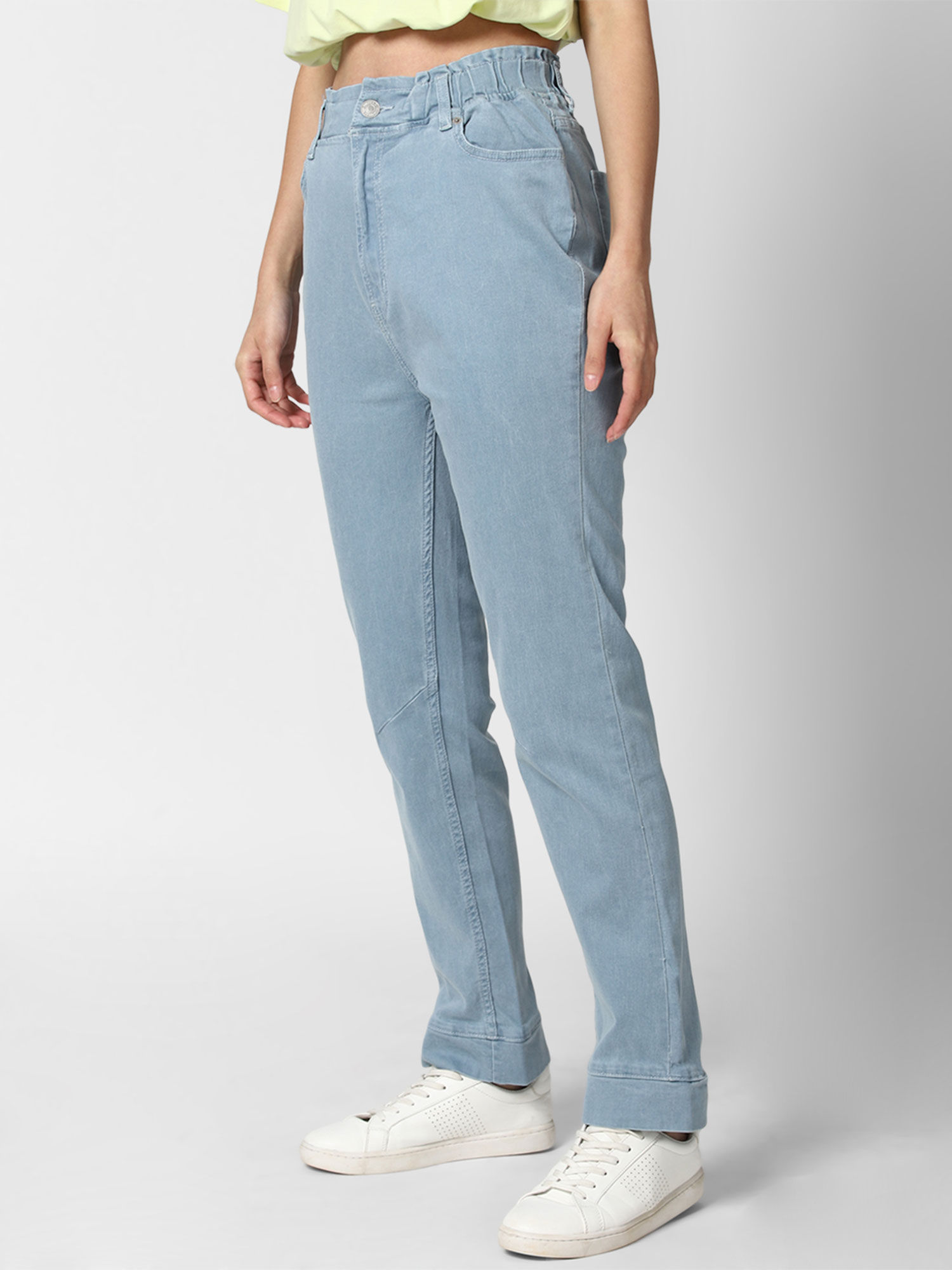 Solid Paperbag Jeans 