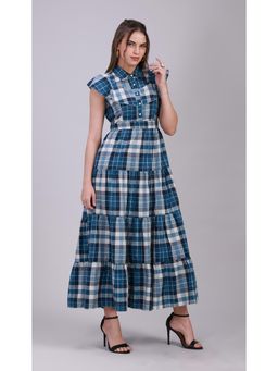 Sands of India - Women'S Blue Checks Dress