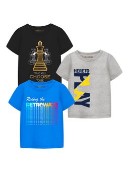 Trampoline - Multi-Colour Boys Text Printed T-Shirt (Pack Of 3)