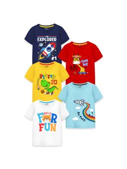 Trampoline - Boys Cool Prints Cotton Blend T-Shirt (Pack Of 5)