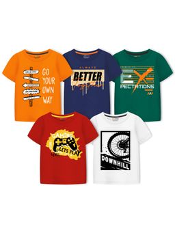 Trampoline - Boys Trendy Designs Cotton Blend T-Shirt (Pack Of 5)