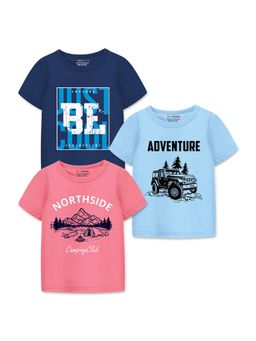 Trampoline - Boys Cool Graphics Text Cotton Blend All Day T-Shirt (Pack Of 3)