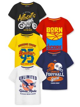 Trampoline - Boys Text Printed T-Shirt (Pack Of 5)