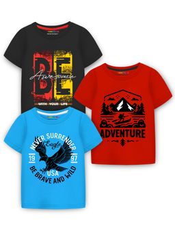 Trampoline - Boys Cotton Blend Text Printed T-Shirt (Pack Of 3)