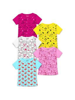 Trampoline - Girls Cati Corn and Unicorn Printed T-Shirt (Pack Of 5)