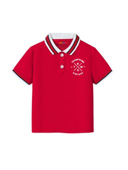Trampoline - Boys Red Cotton Blend Knit Solid Polo T-Shirt