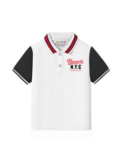 Trampoline - Boys White Cotton Blend Knit Solid Polo T-Shirt