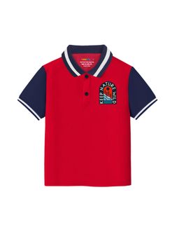 Trampoline - Boys Red Cotton Blend Knit Solid Polo T-Shirt