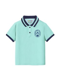 Trampoline - Boys Blue Cotton Blend Knit Solid Polo T-Shirt