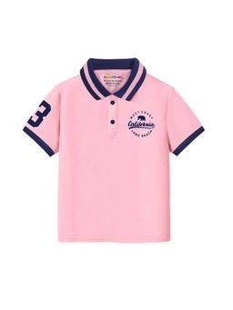 Trampoline - Boys Pink Cotton Blend Knit Solid Polo T-Shirt