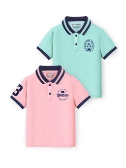 Trampoline - Boys Cotton Blend Knit Solid Polo T-Shirt (Pack Of 2)