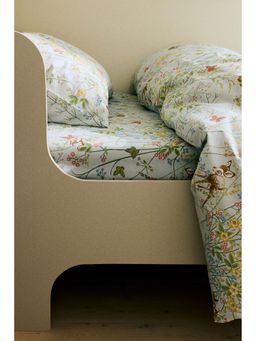 H&M - Blue Patterned Cotton Fitted Sheet