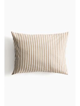 H&M - Beige Striped Cotton Pillowcase