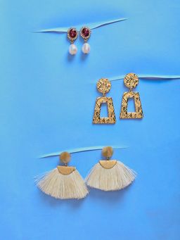 Lilly & Sparkle - Gold-Toned Drop Earrings (Pack of 3)