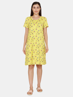 Zivame - Bakers Nest Knit Poly Knee Length Nightdress - Yellow