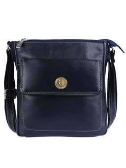 HiLEDER - Pure Leather Messenger 9 Inch Sling Cross Body Bag For Men Women Blue