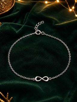 CLARA - 925 Sterling Silver Infinity Adjustable Chain Anklet Payal singlefor Women and Girls