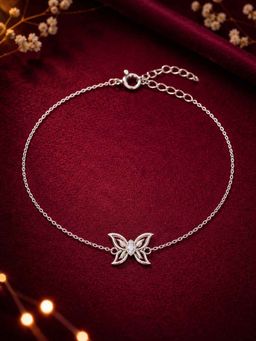 CLARA - Women 925 Sterling Silver White Ela Butterfly Anklet