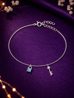 CLARA - Women 925 Sterling Silver Multi-Color Lock & Key Anklet