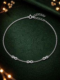 CLARA - Women 925 Sterling Silver White Iyla Infinity Anklet