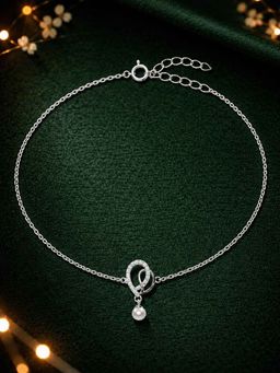 CLARA - Women 925 Sterling Silver White Zahab Pearl Interlocked Anklet